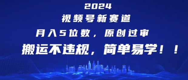 2024视频号新赛道，月入5位数+，原创过审，搬运不违规，简单易学【揭秘】-第一资源库