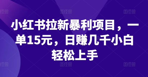 小红书拉新暴利项目，一单15元，日赚几千小白轻松上手-第一资源库