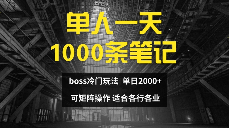 单人一天1000条笔记，日入2000+，BOSS直聘的正确玩法【揭秘】-第一资源库