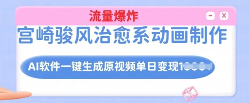 宫崎骏风治愈系动画制作，AI软件一键生成原创视频流量爆炸，单日变现多张，详细实操流程-第一资源库