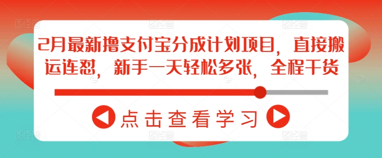 2月最新撸支付宝分成计划项目，直接搬运连怼，新手一天轻松多张，全程干货-第一资源库