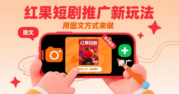 红果短剧推广新玩法，用图文方式来做，有手就会-第一资源库