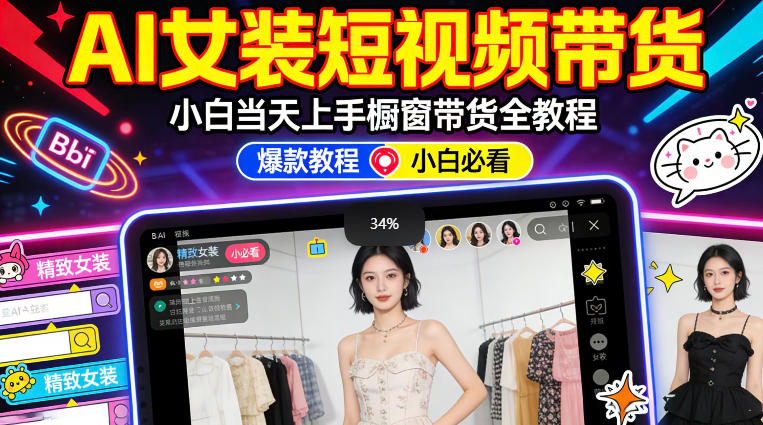 AI女装短视频橱窗带货:小白零门槛当天上手,高佣金爆款轻松賺!-第一资源库