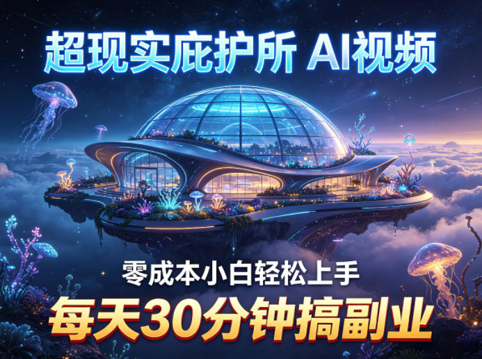超现实庇护所AI视频项目拆解,零成本小白轻松上手,每天30分钟搞副业-第一资源库