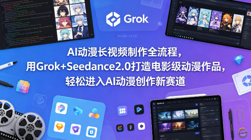 AI动漫长视频制作全流程,用Grok+Seedance2.0打造电影级动漫作品,轻松进入AI动漫创作新赛道-第一资源库
