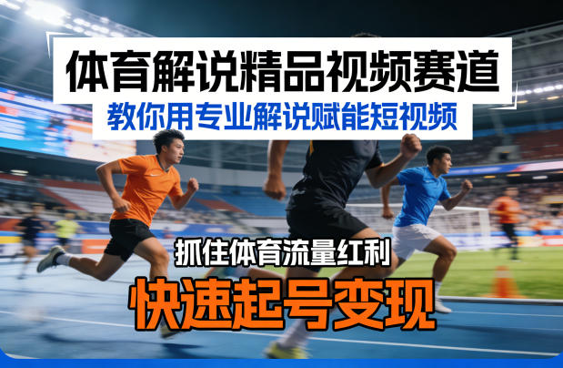 体育解说精品视频赛道，教你用专业解说赋能短视频，抓住体育流量红利，快速起号变现