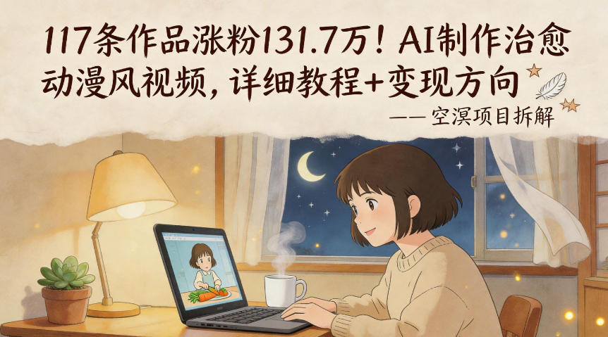 117条作品涨粉131.7W!AI制作治愈动漫风视频,详细教程+变现方向-第一资源库