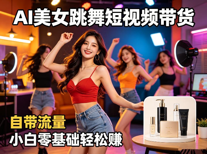AI美女跳舞短视频带货:自带流量,小白零基础轻松賺,详细拆解-第一资源库