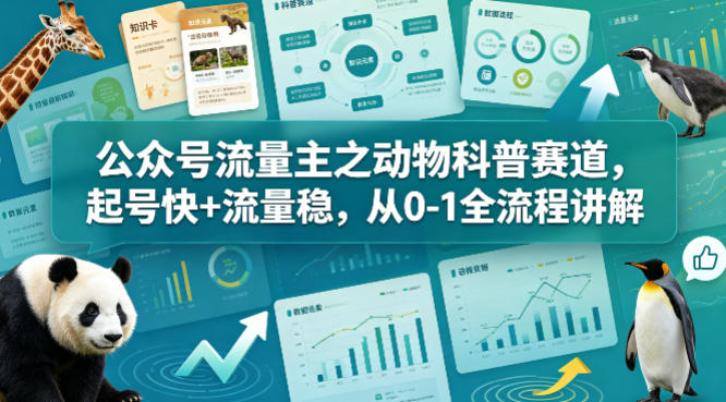 公众号流量主之动物科普赛道,起号快+流量稳,从0-1全流程讲解-第一资源库