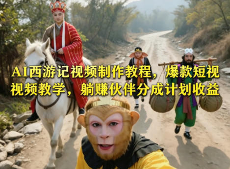 AI西游记视频制作教程，爆款短视频教学，躺賺伙伴分成计划收益-第一资源库