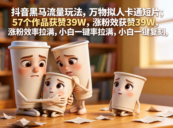 抖音黑马流量玩法,万物拟人卡通短片,57个作品获赞39W,涨粉效率拉满,小白一键复刻,保姆级拆解-第一资源库