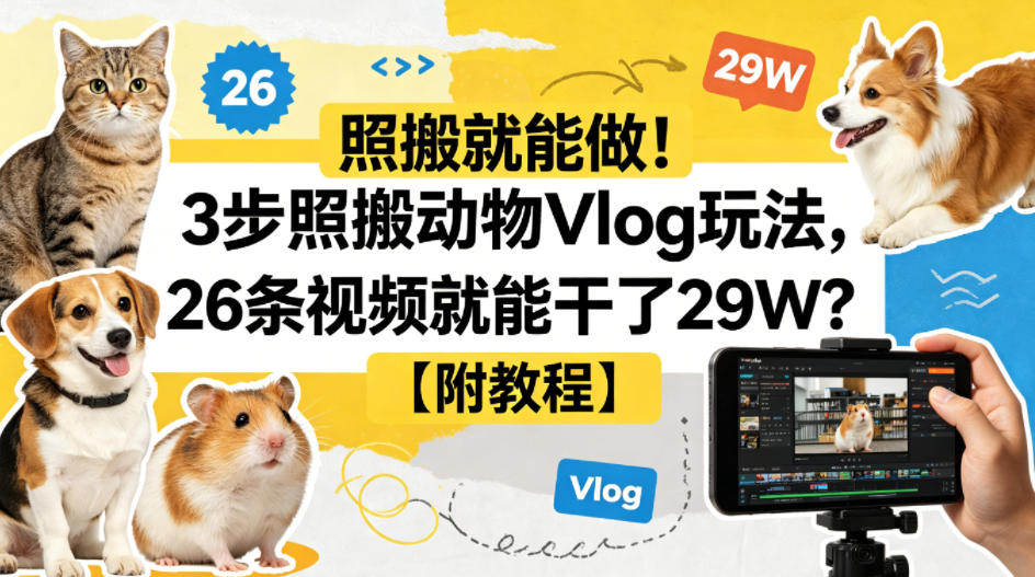 照搬就能做!3步照搬动物Vlog玩法,26条视频就能干了29W?【附教程】【赠coze一键生成工作流】-第一资源库