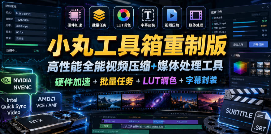 小丸工具箱重制版–高性能全能视频压缩+媒体处理工具|硬件加速+批量任务+LUT调色+字幕封装-第一资源库