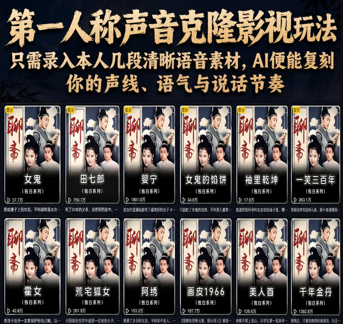 第一人称声音克隆影视玩法,只需录入本人几段清晰语音素材,AI便能复刻你的声线、语气与说话节奏-第一资源库