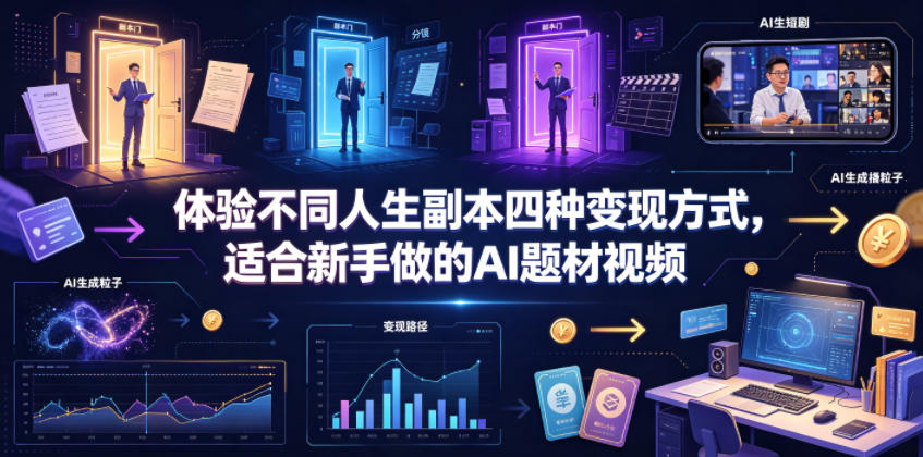 体验不同人生副本四种变现方式,适合新手做的AI题材视频-第一资源库