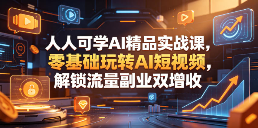 人人可学AI精品实战课,零基础玩转AI短视频,解锁流量副业双增收-第一资源库
