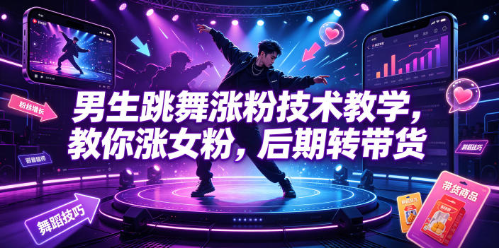 男生跳舞涨粉技术教学，教你涨女粉，后期转带货-第一资源库