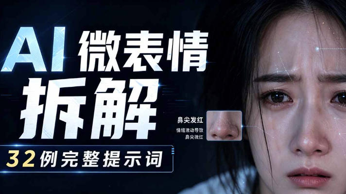 AI微表情拆解提示词合集，精准调控AI角色表情，可直接复用，0基础也能调出影视级表情变化-第一资源库
