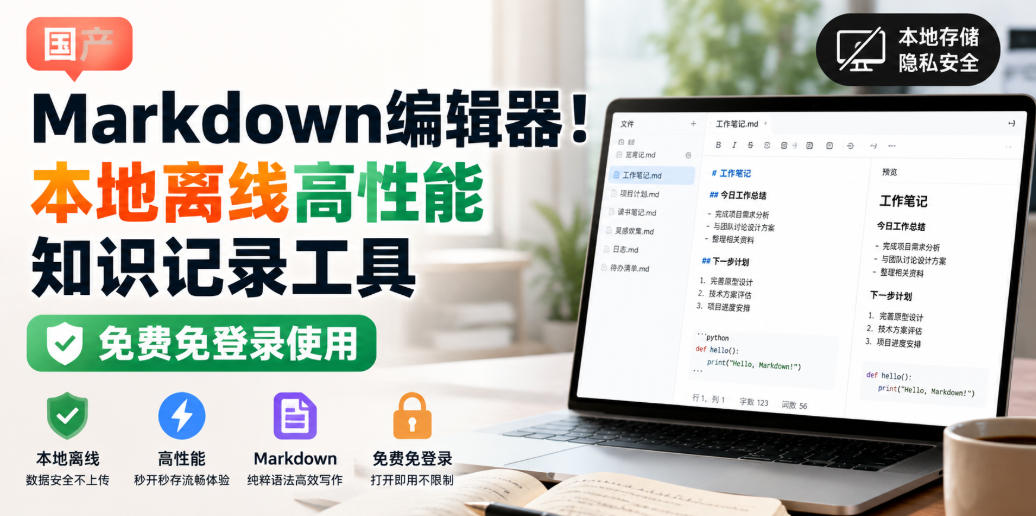 国产Markdown编辑器!本地离线高性能知识记录工具,免费免登录使用-第一资源库