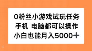 0粉丝小游戏试玩任务,手机电脑都可以操作,小白也能月入5000+【揭秘】-第一资源库