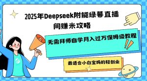 2025年Deepseek附能绿幕直播间挣米攻略无需拜师自学月入过W保姆级教程,最适合小白宝妈的轻创业-第一资源库