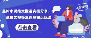 最新小说推文搬运实操分享,小说推文视频三连屏搬运玩法-第一资源库