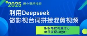 利用Deepseek做影视台词拼接混剪视频,条条爆款流量过W,单日变现多张-第一资源库