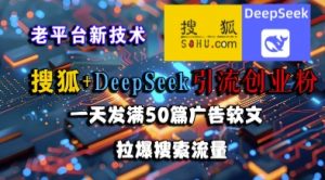 搜狐+DeepSeek引流创业粉,老平台新技术,一天发满50篇广告软文,拉爆搜索流量-第一资源库