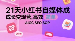 21天小红书自媒体成长变现营,高效 简单 AIGC SEO SOP-第一资源库