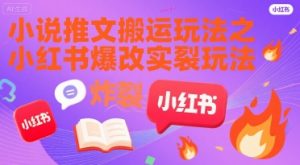 小说推文搬运玩法之小红书,小红书爆改实长炸裂玩法-第一资源库