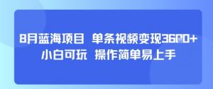 8月AI蓝海项目,单条视频变现1k+ 小白可玩 操作简单易上手-第一资源库