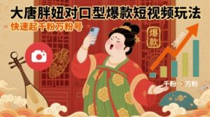 大唐胖妞对口型爆款短视频玩法,快速起千粉万粉号-第一资源库