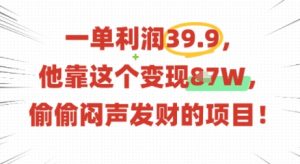 一单利润39.9,有人靠这个变现几十个,偷偷闷声发财的项目-第一资源库