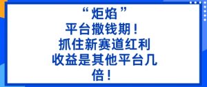 “炬焰”:平台撒钱期!抓住新赛道红利,5分钟二创内容,收益是其他平台几倍!-第一资源库
