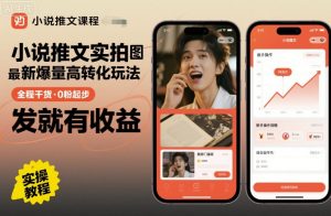小说推文实拍双图文最新爆量高转化玩法,全程干货,0粉起步,发就有收益-第一资源库