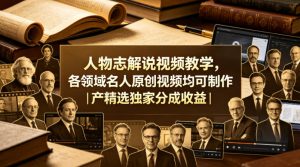 人物志解说视频教学,各领域名人原创视频均可制作丨精选独家分成收益-第一资源库