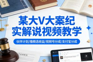 某大V大案纪实解说视频教学，可做伙伴计划、撸精选收益，视频号和支付宝分成计划均可-第一资源库