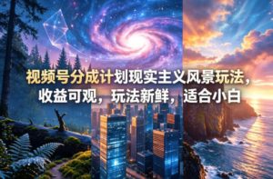 视频号分成计划现实主义风景玩法,收益可观,玩法新鲜,适合小白-第一资源库