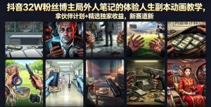 抖音32W粉丝博主局外人笔记的体验人生副本动画教学，拿伙伴计划+精选独家收益，新赛道新涨粉快【录制版】-第一资源库
