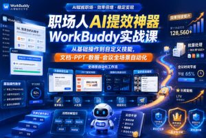 职场人AI提效神器WorkBuddy实战课，从基础操作到自定义技能，文档-PPT-数据-会议全场景自动化-第一资源库