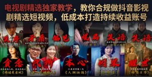电视剧精选独家教学,教你合规做抖音影视剧精选短视频,低成本打造持续收益账号-第一资源库