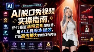AI脱口秀视频实操指南，热门赛道涨粉变现嘎嘎香，用AI工具降本提效，打造高传播力的脱口秀内容-第一资源库