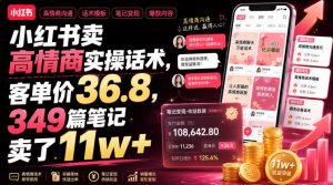 小红书卖高情商实操话术，客单价36.8，349篇笔记卖了11w+！-第一资源库