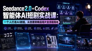 Seedance2.0+Codex智能体AI短剧实战课:一个人打造AI剧组,从创意到精品短片全流程-第一资源库