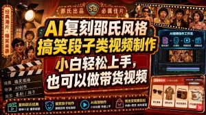 AI复刻邵氏风格搞笑段子类视频制作,小白轻松上手,也可以做带货视频-第一资源库